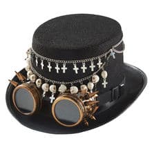Steampunk Top Hat With Goggles Vintage Skulls