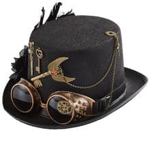 Fedora Steampunk Top Hat Gears Goggles