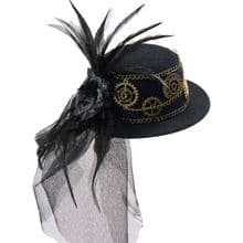 Steampunk Mini Top Hat Gothic Hair Clip Vintage Gear