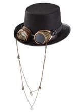 Steampunk Top Hat With Goggles Gothic Gears