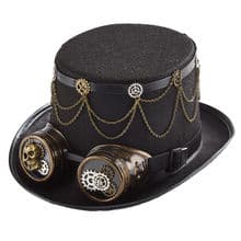 Steampunk Top Hat Gears Skull Chains Goggles