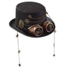 Steampunk Top Hat Unisex Goggles Gear Decors Black