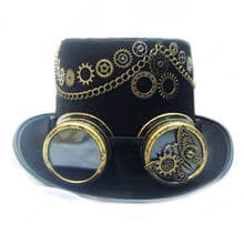 Steampunk Top Hat Unisex Punk Gear Cogs Goggles