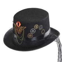 Steampunk Retro Top Hat Unisex Lace Gears Evil Eye