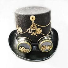 Depatchable Steampunk Top Hat Retro Goggles Gears