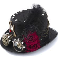 Steampunk Top Hat Gears Key Retro Rivets Black