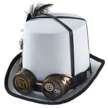 Vintage White Steampunk Top Hat Gear
