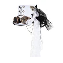 Steampunk Top Hat Goggles White Color