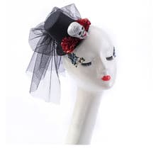 SteamPunk Mini Top Hat Fedora With Skull Hair Clip
