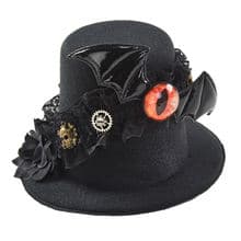 Gothic Gears Lace Bat Wing Mini Top Hat Steampunk