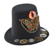 Stampunk Black Mini Top Hat Gothic Demon Gears