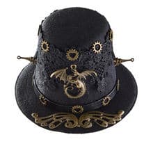 Steampunk Mini Top Hat Dragon Lace Hairpin