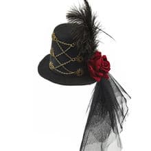 Steampunk Mini Top Hat Lace Hair Clip