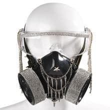 Vintage Steampunk Gas Mask Crystals Tassel Goggles