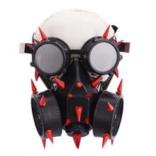 SteamPunk Burning Man Spikes Gas Mask Red Rivets