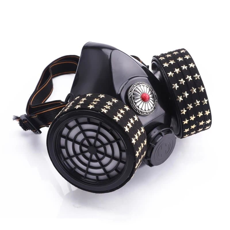 Steampunk Gas Mask Retro Respirator 2 Canisters 1 Valve Black
